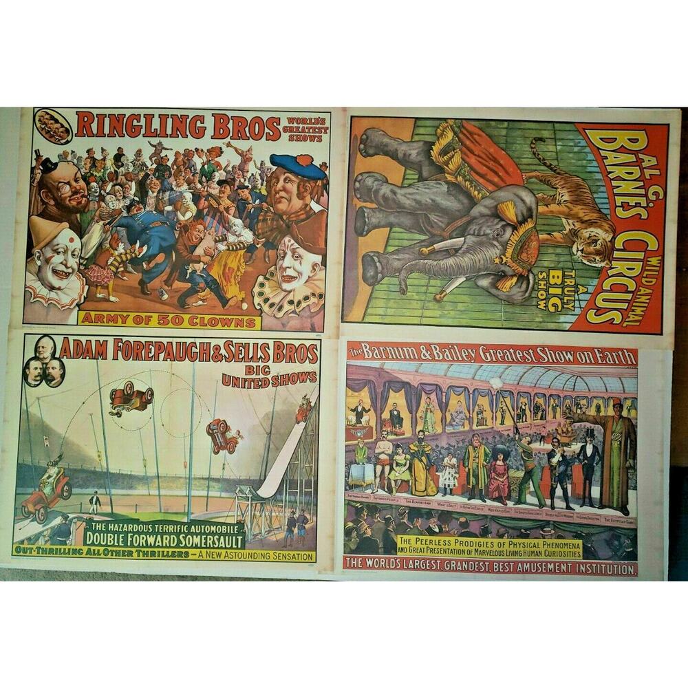 Vintage 1960 Circus World Museum Poster Set of 4 Posters New Old Stock